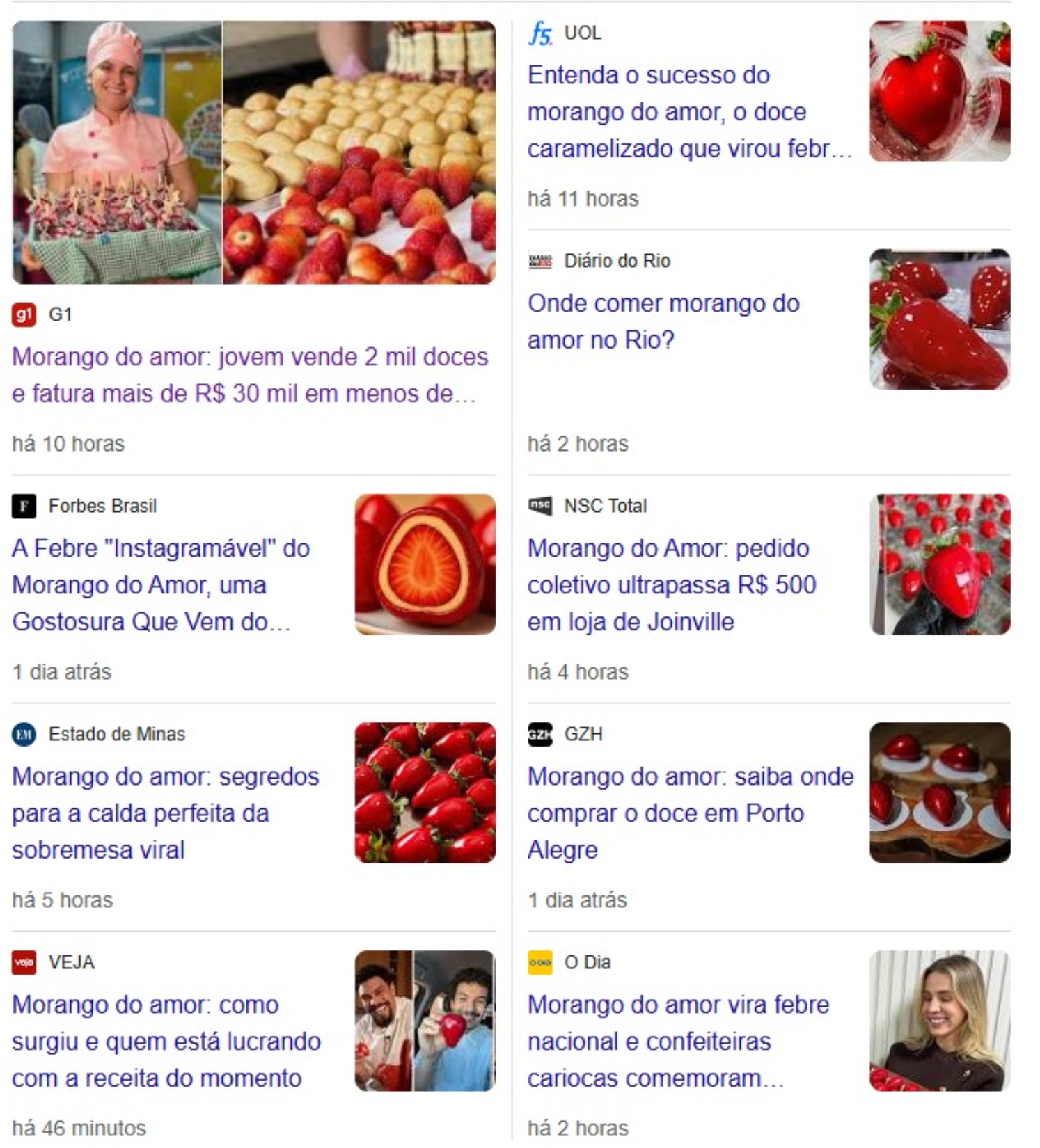 Cobertura da mídia sobre Morango do Amor - G1, UOL, Forbes Brasil, VEJA e outros